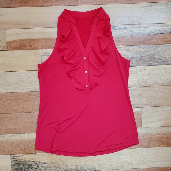 Vintage Ruffle blouse red, Small/Medium - Picture 4 of 7